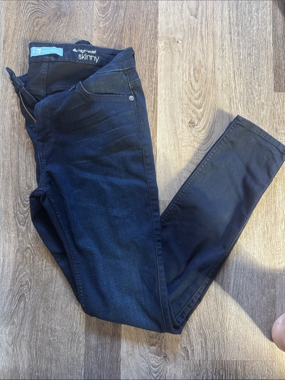 7 For All Mankind Dark Blue High Waist Skinny Jeans